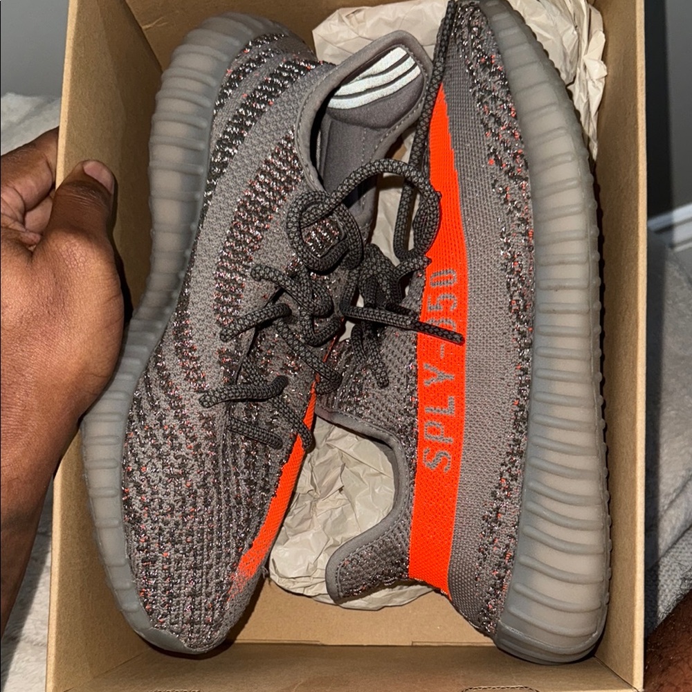 Adidas Yeezy Boost 350 V2 Gray and Orange Sneakers (reflective)